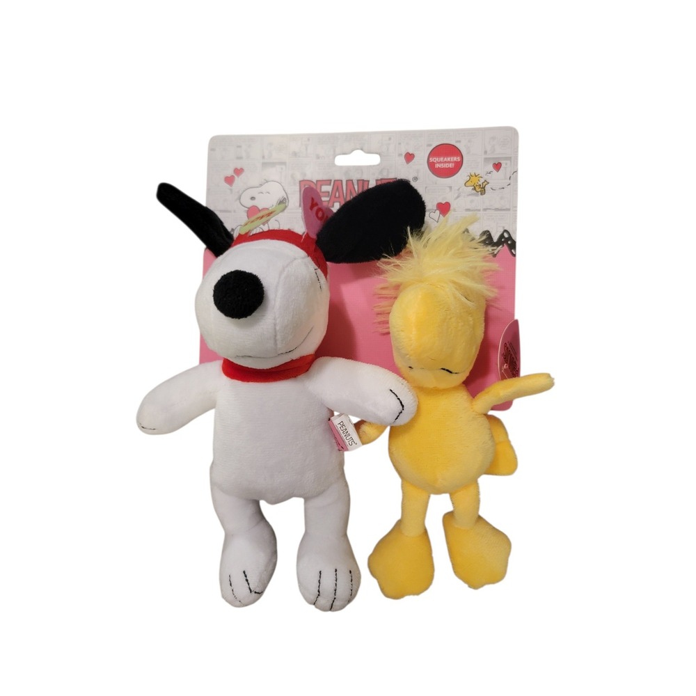 Peanuts‎ Snoopy Woodstock 2 Pack Dog Toys Squeakers Inside Valentine Hearts